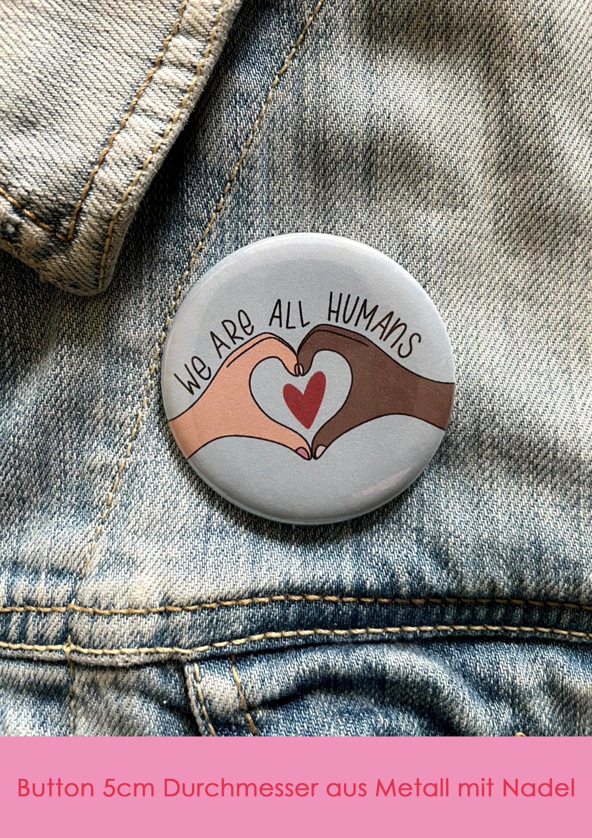 "We are all humans" - hellblau Button