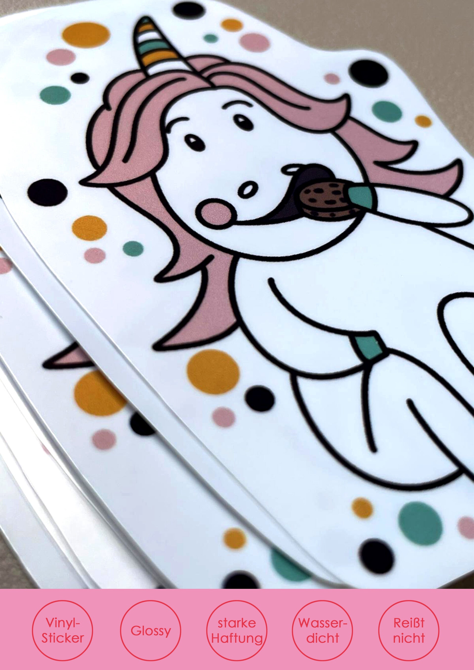 Sticker Einhorn mit Keks