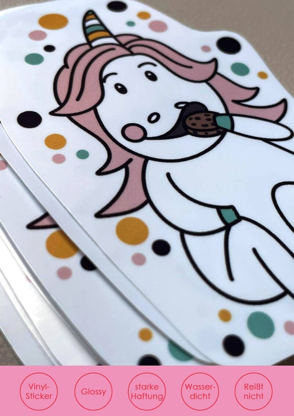 Sticker Einhorn mit Keks