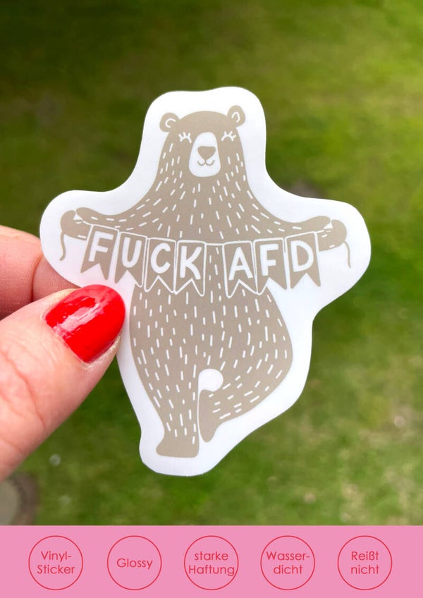 "Bär F*CK AFD" - beige Sticker