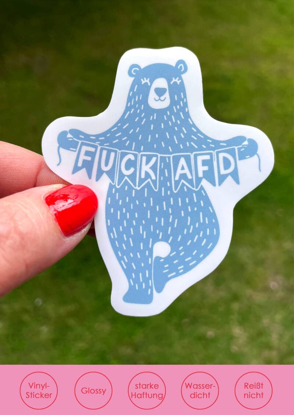 "Bär F*CK AFD" - blau Sticker
