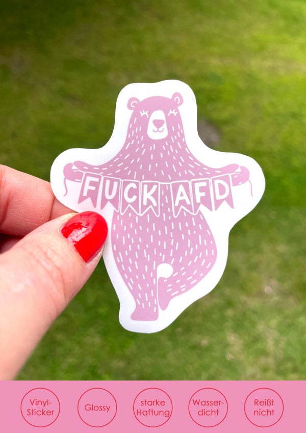 "Bär F*CK AFD" - rosa Sticker