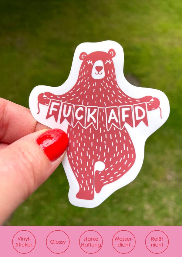 "Bär F*CK AFD" - rot Sticker