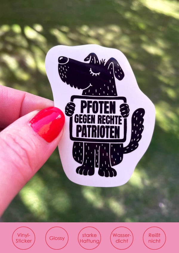 "Pfoten gegen rechte Patrioten" schwarz - Sticker