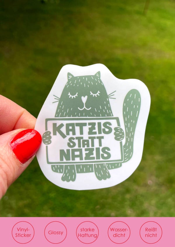 "Katzis statt Nazis" grün  - Sticker