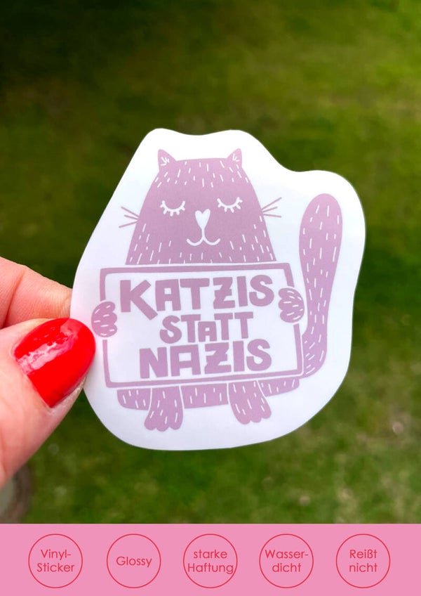 "Katzis statt Nazis" rosa - Sticker