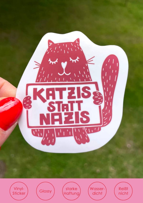 "Katzis statt Nazis" rot - Sticker
