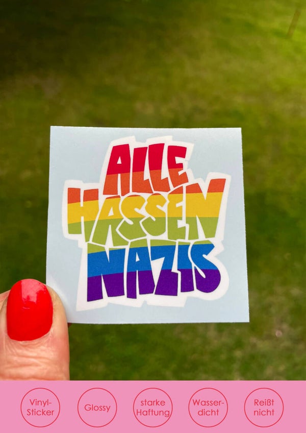 "Alle hassen Nazis" - blau Sticker