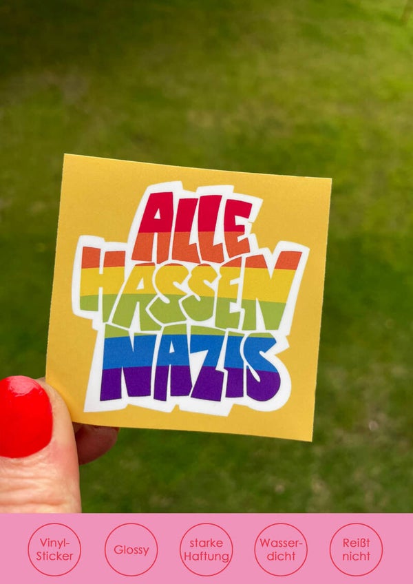 "Alle hassen Nazis" - gelb Sticker