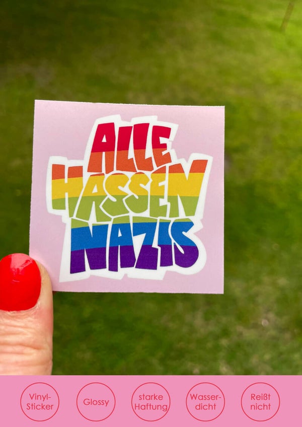 "Alle hassen Nazis" - rosa Sticker