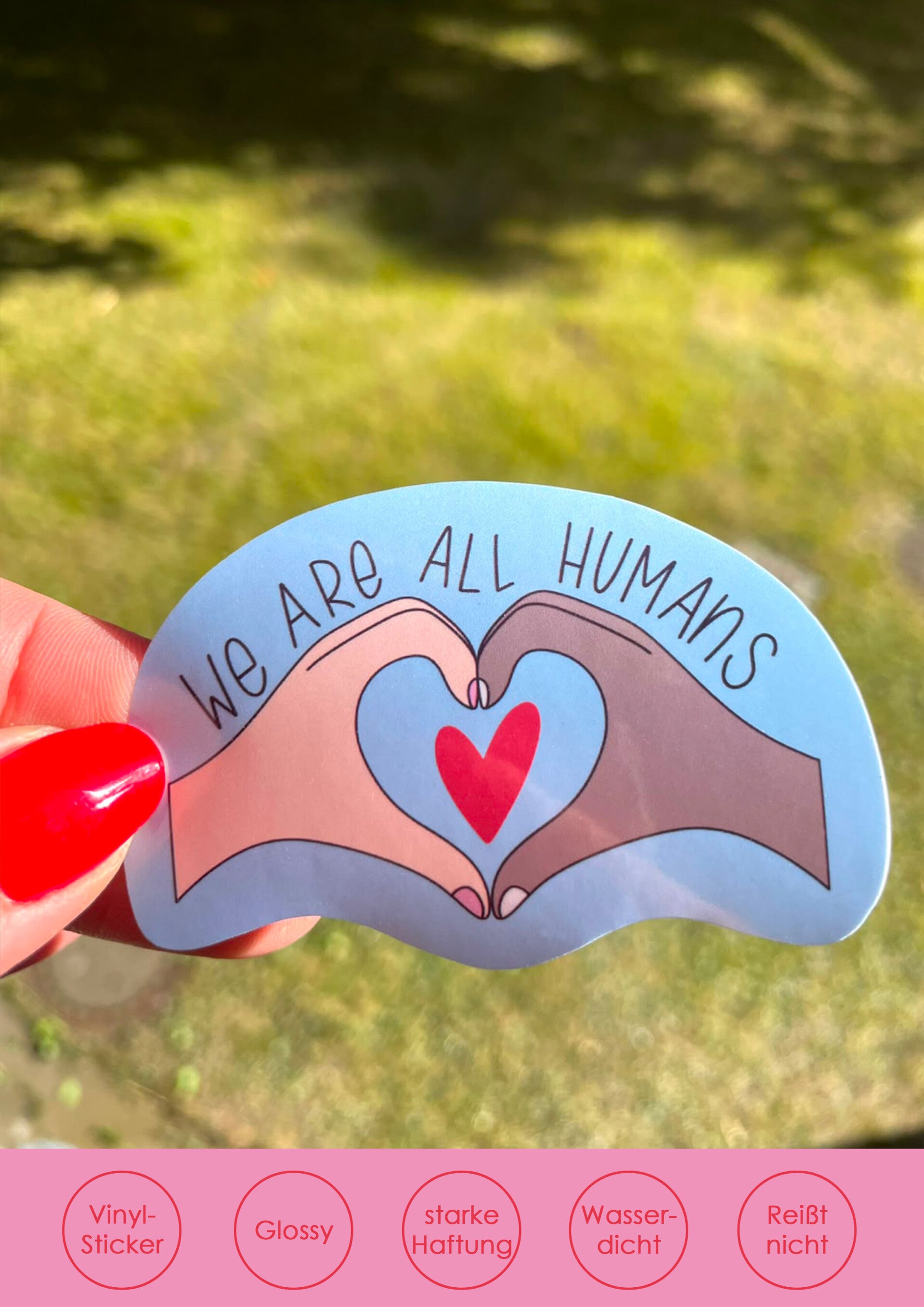 "We are all humans" - blau Sticker