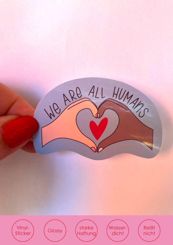 "We are all humans" - blau Sticker