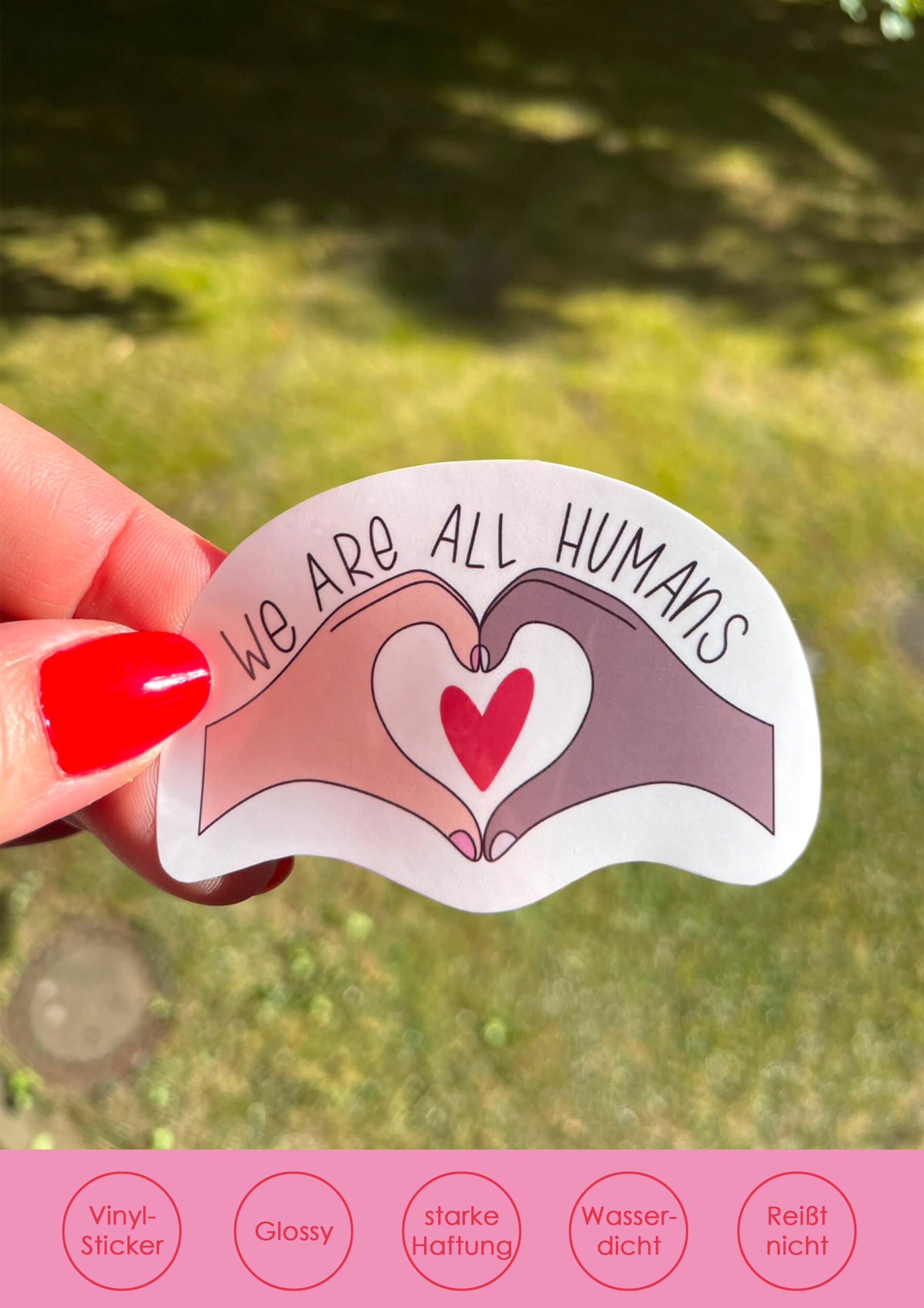 "We are all humans" - weiß Sticker