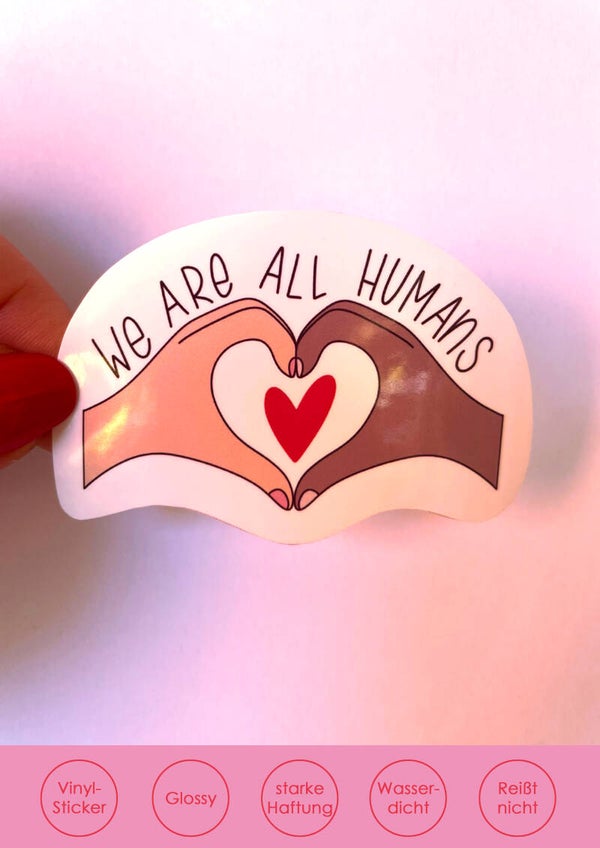 "We are all humans" - weiß Sticker