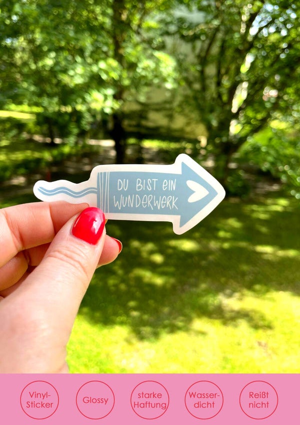 Sticker Du bist ein Wunderwerk blautürkis