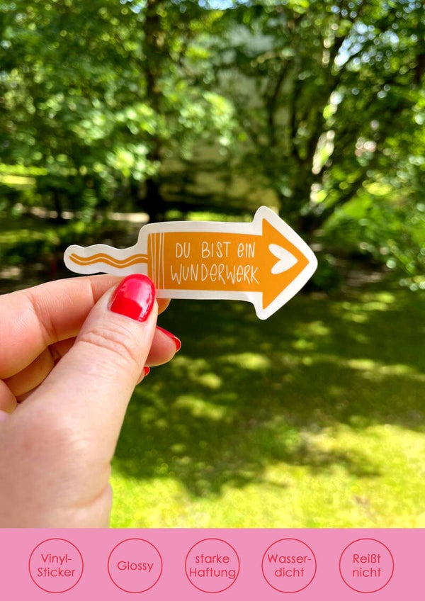 Sticker Du bist ein Wunderwerk orange