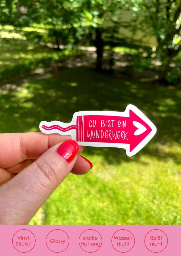 Sticker Du bist ein Wunderwerk rotpink