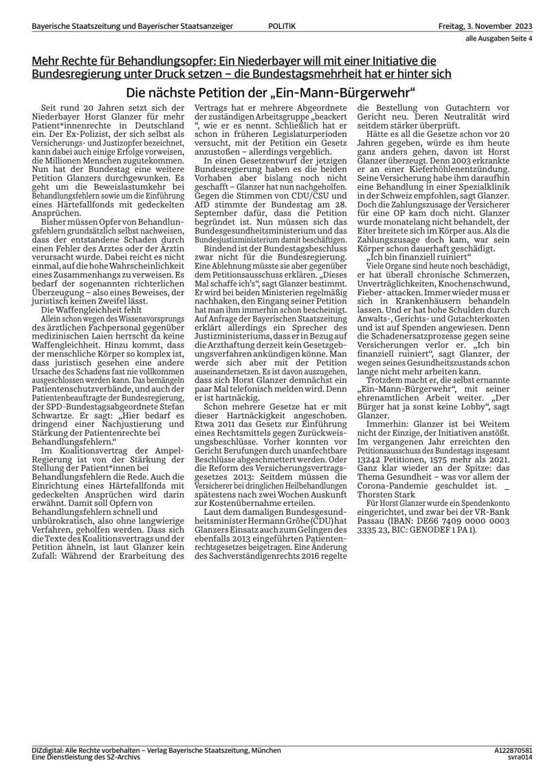 Die nächste Petition der Ein Mann Bürgerwehr 