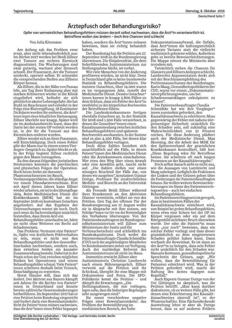 Ärztepfusch in Niederbayern begleite ich 