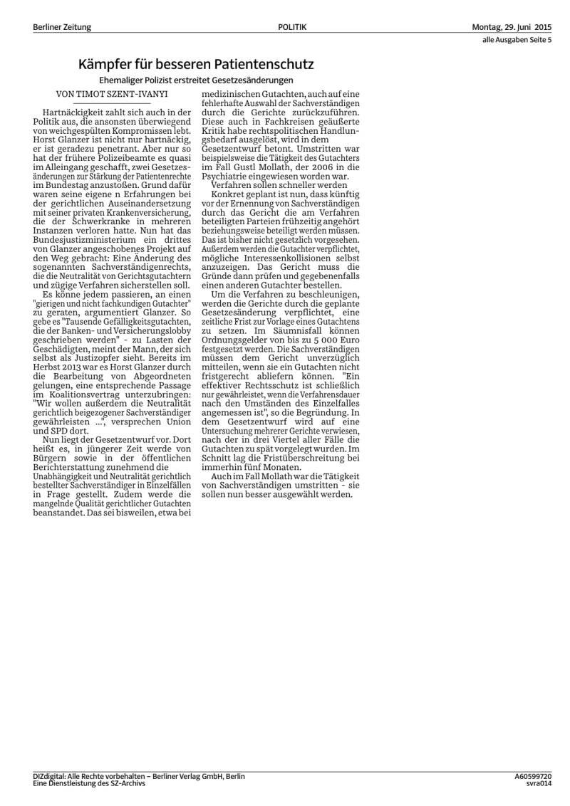 Kämpfer für besseren Patientenschutz