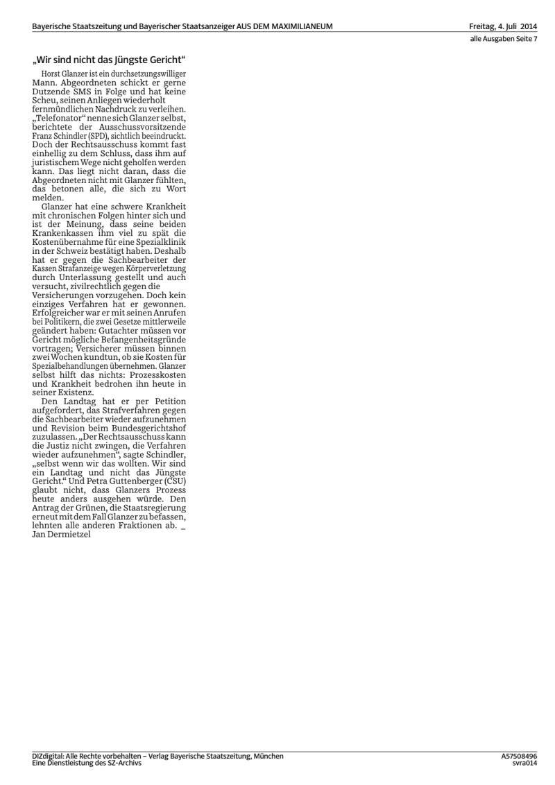 Meine Petition im Landtagsamt in München am 03. Juli 2014