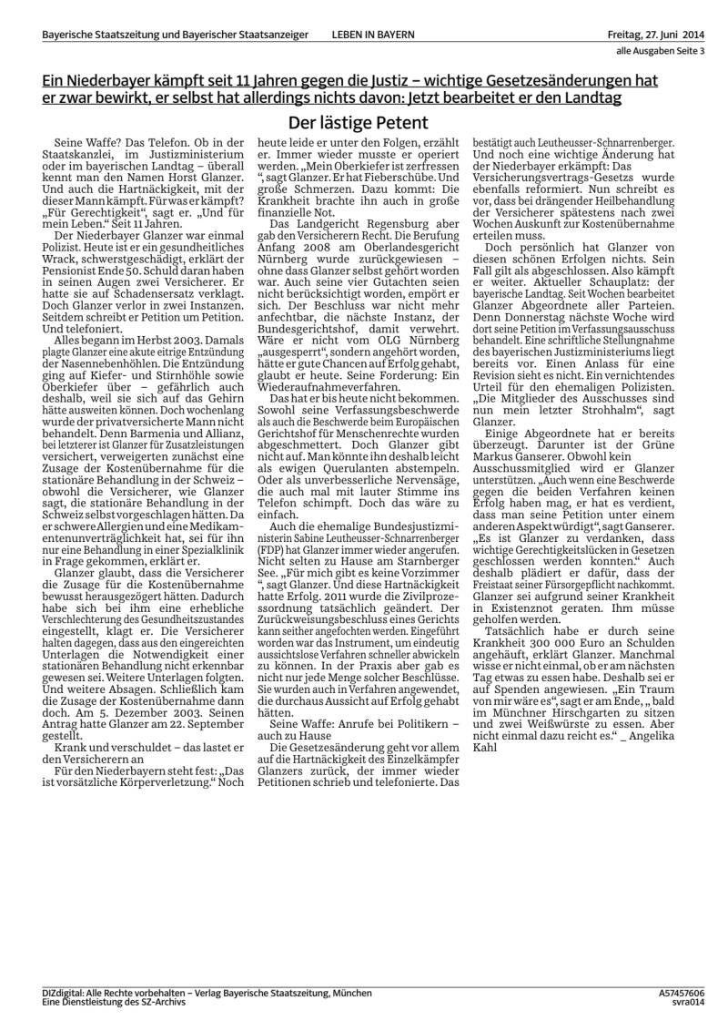 Hartnäckiger Kämpfer für sein Recht 