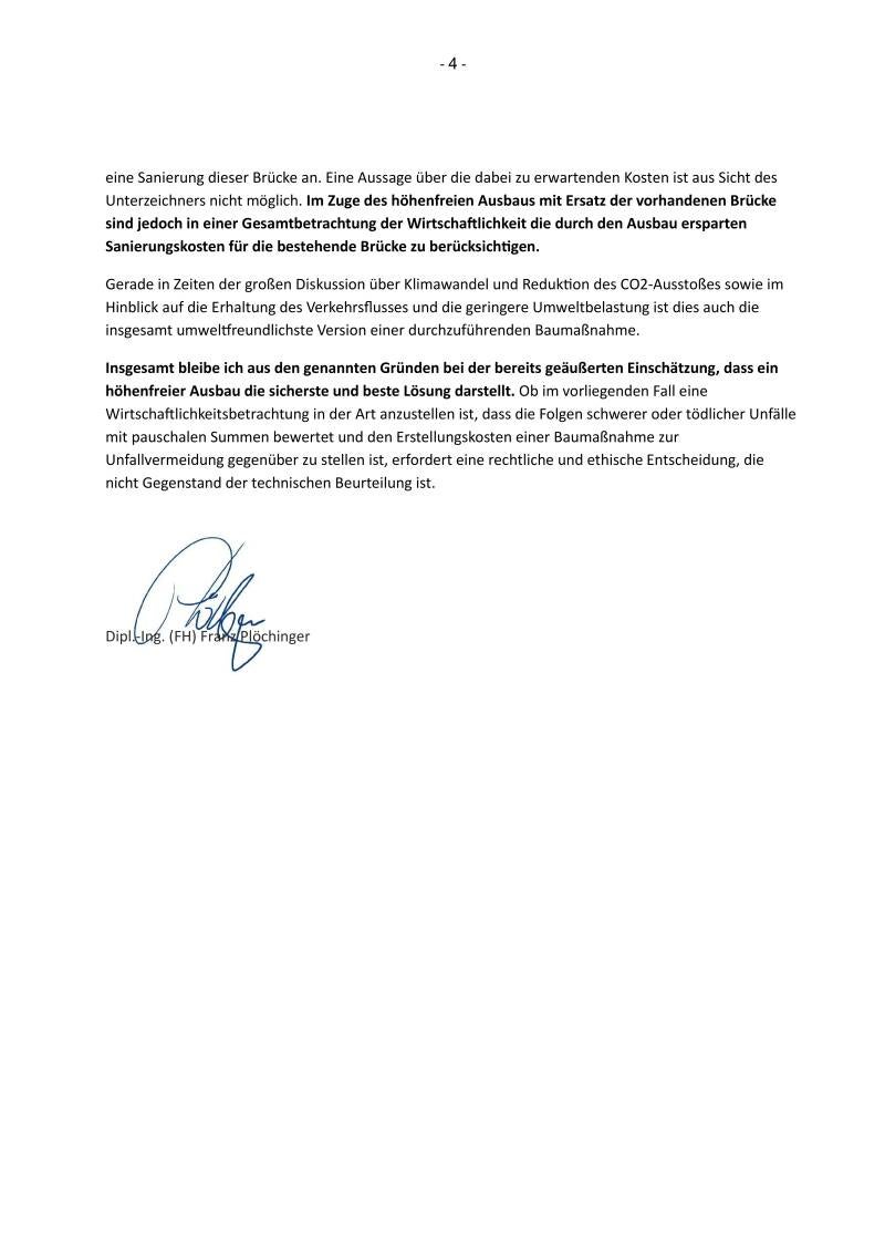 Gutachten vom Unfallanalytiker Herrn Franz Plöchinger 