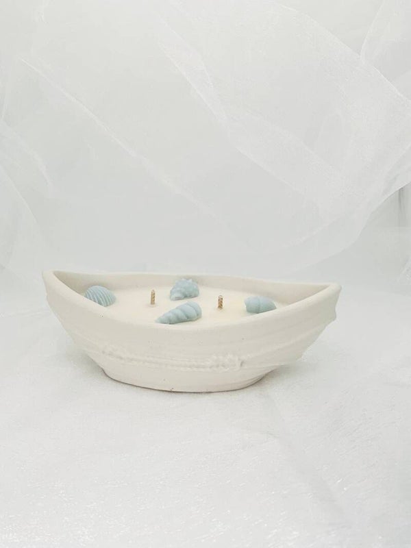 Évasion Marine – Bougie Bateau en Jesmonite