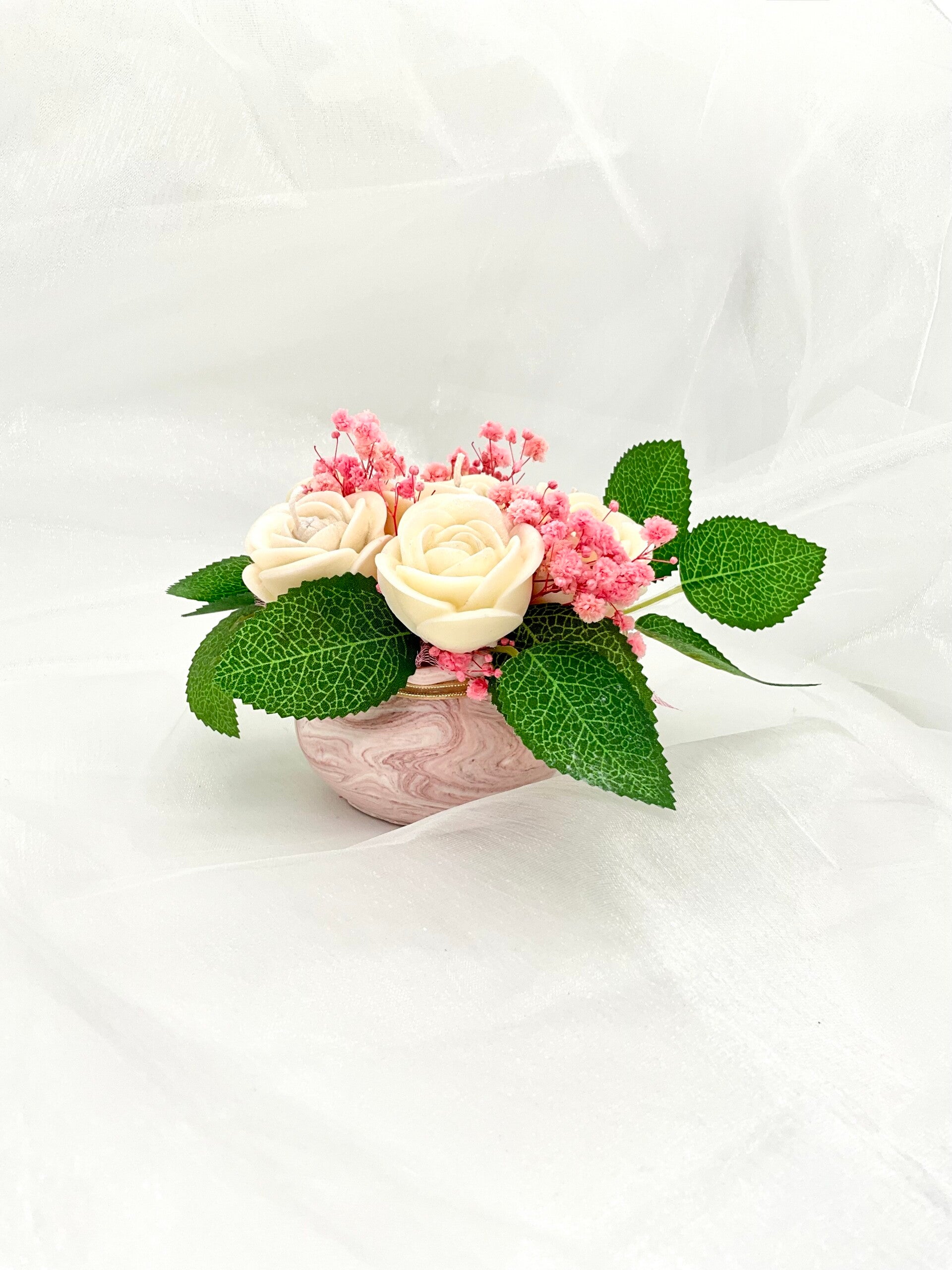 Pot fleuris, marbrés rose. PAS DE LIVRAISON uniquement a emporter