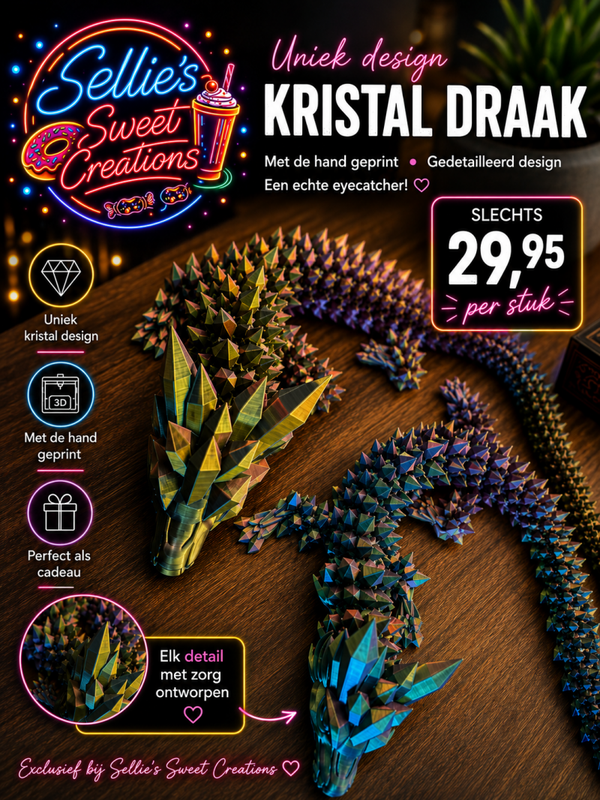 3d kristaldraak 52 cm lang