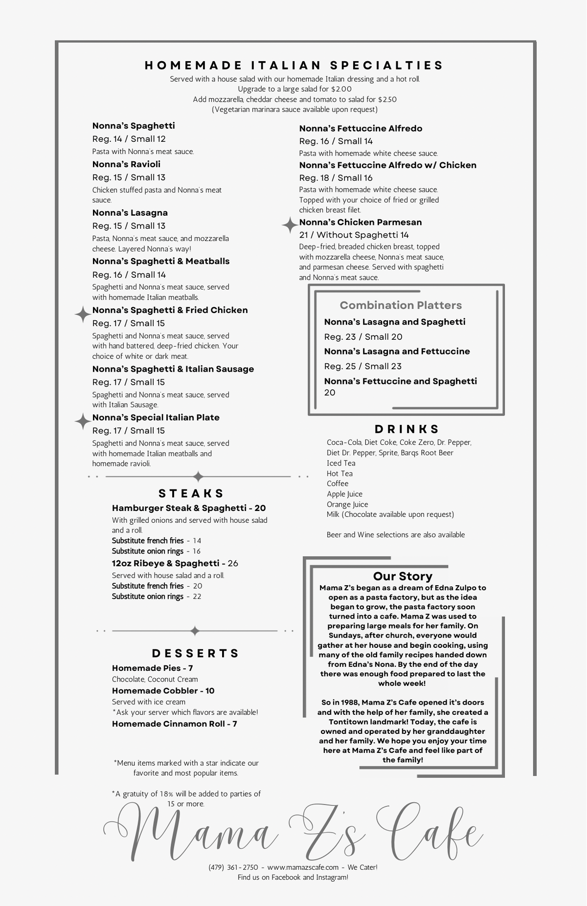 Menu | Mama Z