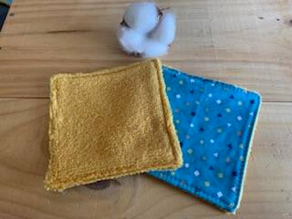 Lingette bleu et formes géométriques