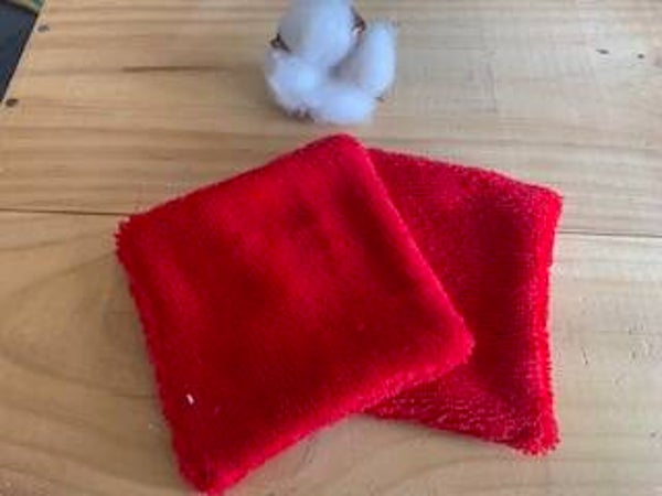 lingette lavable double face bambou rouge