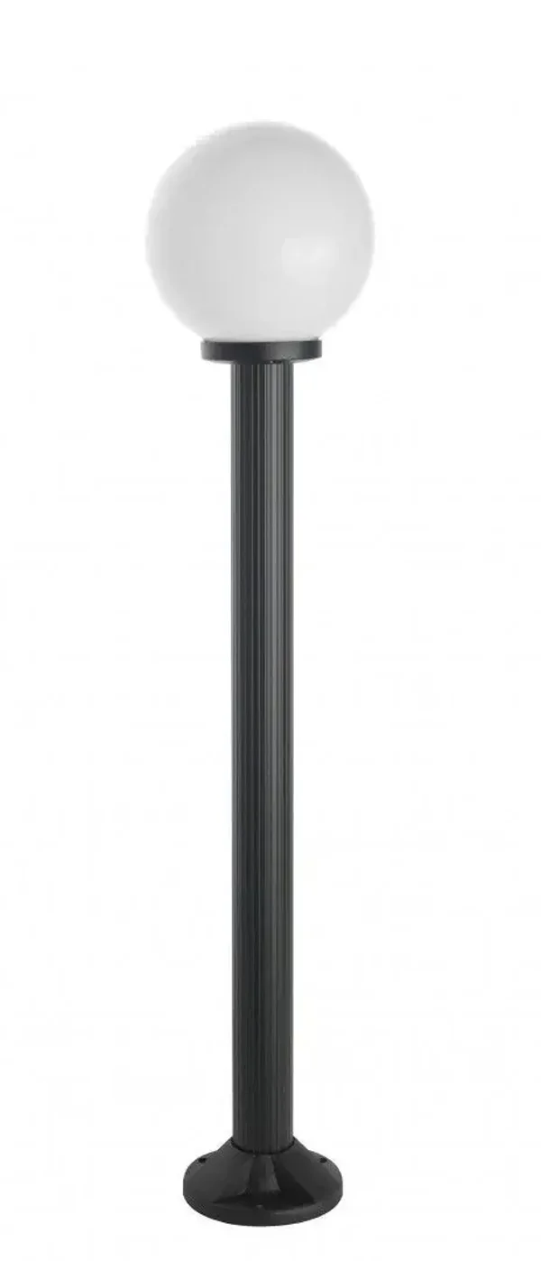 Klassische Garten-Stehleuchte schwarz mit weißem Kugelschirm Ø 20 cm für Wege und Terrasse H 120 cm