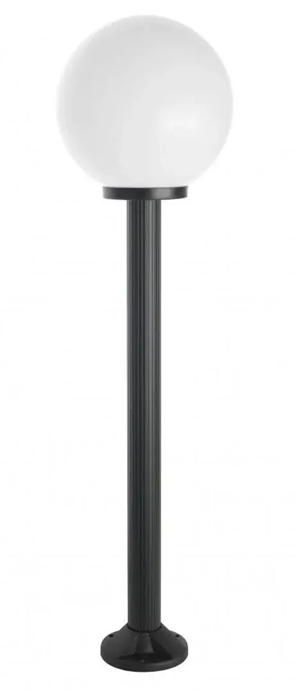 Klassische Garten-Stehleuchte schwarz mit weißem Kugelschirm Ø 30 cm für Wege und Einfahrt H 130 cm