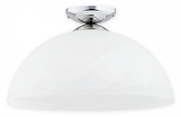 Große Deckenleuchte mit Chrom und weißem Alabasterglas