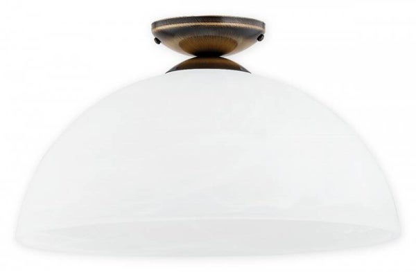 Große klassische Deckenleuchte mit Alabasterglas in Patina-Optik, 1-flammig