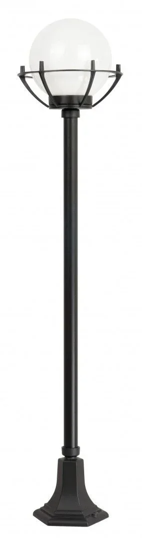 Hohe Garten-Standleuchte mit Kugelschirm und Schutzkorb H 152 cm