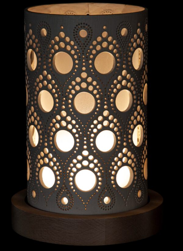 Keramiklampe im Stil indischer Ornamentik H 24 cm