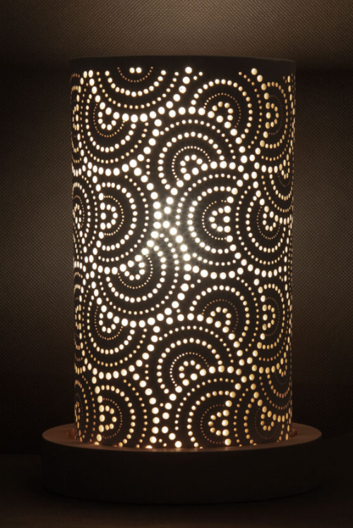 Keramiklampe mit Orbit-Muster H 24 cm
