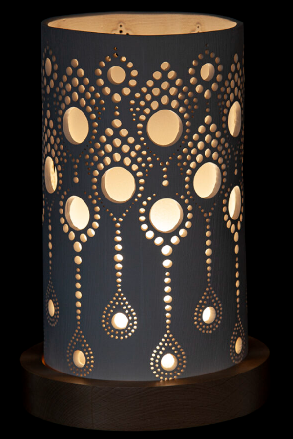 Keramiklampe mit orientalischem Bogenmuster H 25 cm