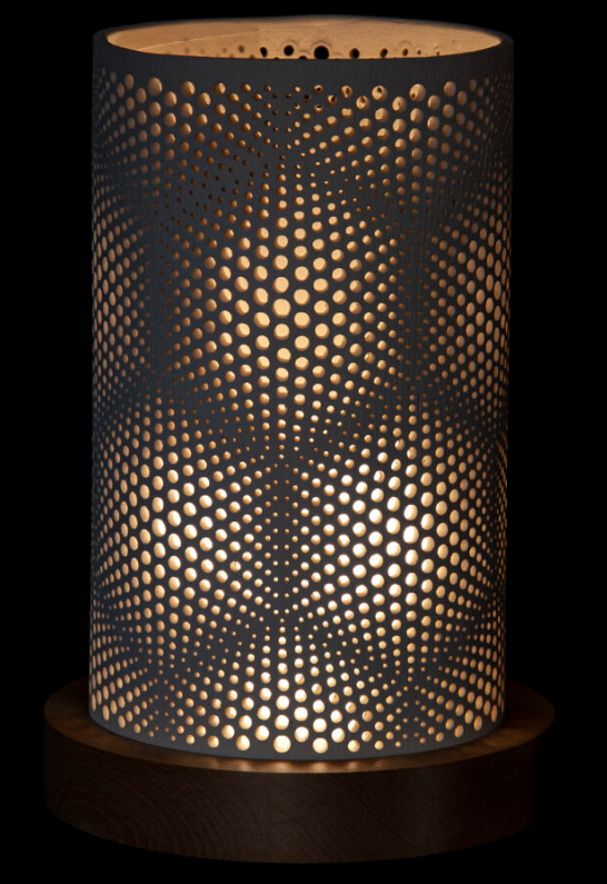 Keramiklampe mit ornamentaler Geometrie H 25,5 cm