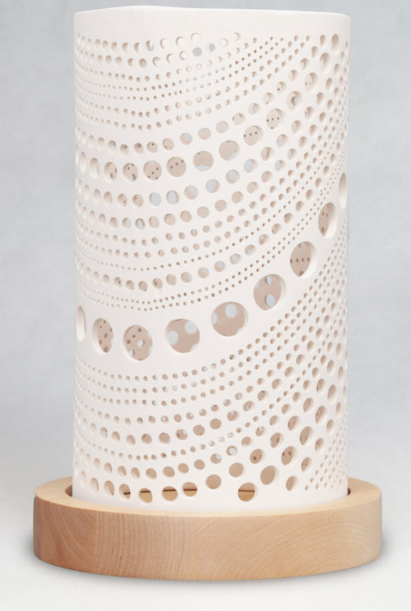 Keramiklampe mit Wüstenwind-Muster H 26 cm