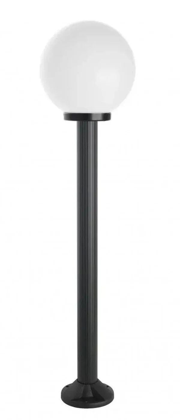 Klassische Garten-Stehleuchte schwarz mit weißem Kugelschirm Ø 25 cm für Wege und Terrasse H 125 cm