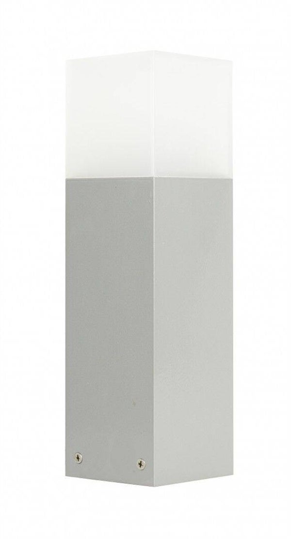 Kompakte Garten-Pollerleuchte quadratisch Silber H 33 cm