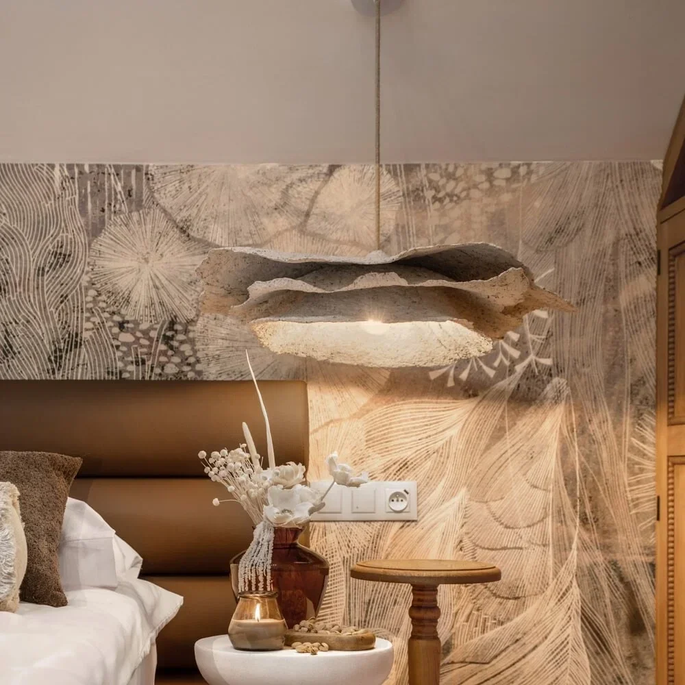 Papier Hängeleuchte in organischer Form – Moderne Designlampe für warmes Licht im Schlafzimmer & Wohnbereich