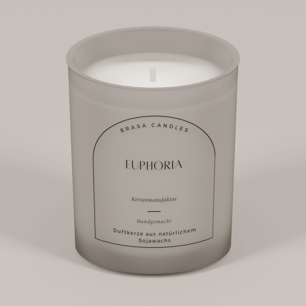 Sojawachskerze „Euphoria“ im Glas 245 ml – Graumattes Design mit Bambusdeckel