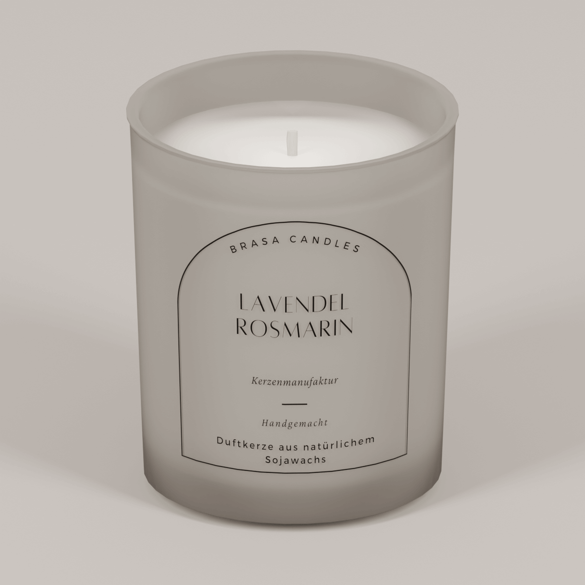 Sojawachskerze „Lavendel & Rosmarin“ im Glas 245 ml – Graumattes Design mit Bambusdeckel