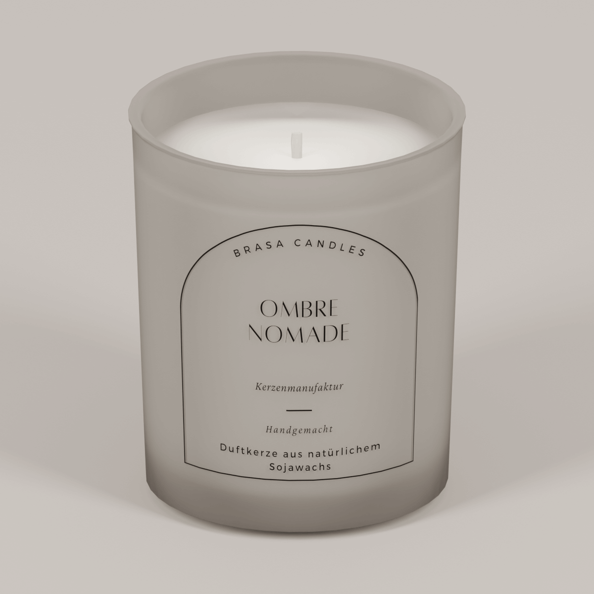 Sojawachskerze „Ombre Nomade“ im Glas 245 ml – Graumattes Design mit Bambusdeckel