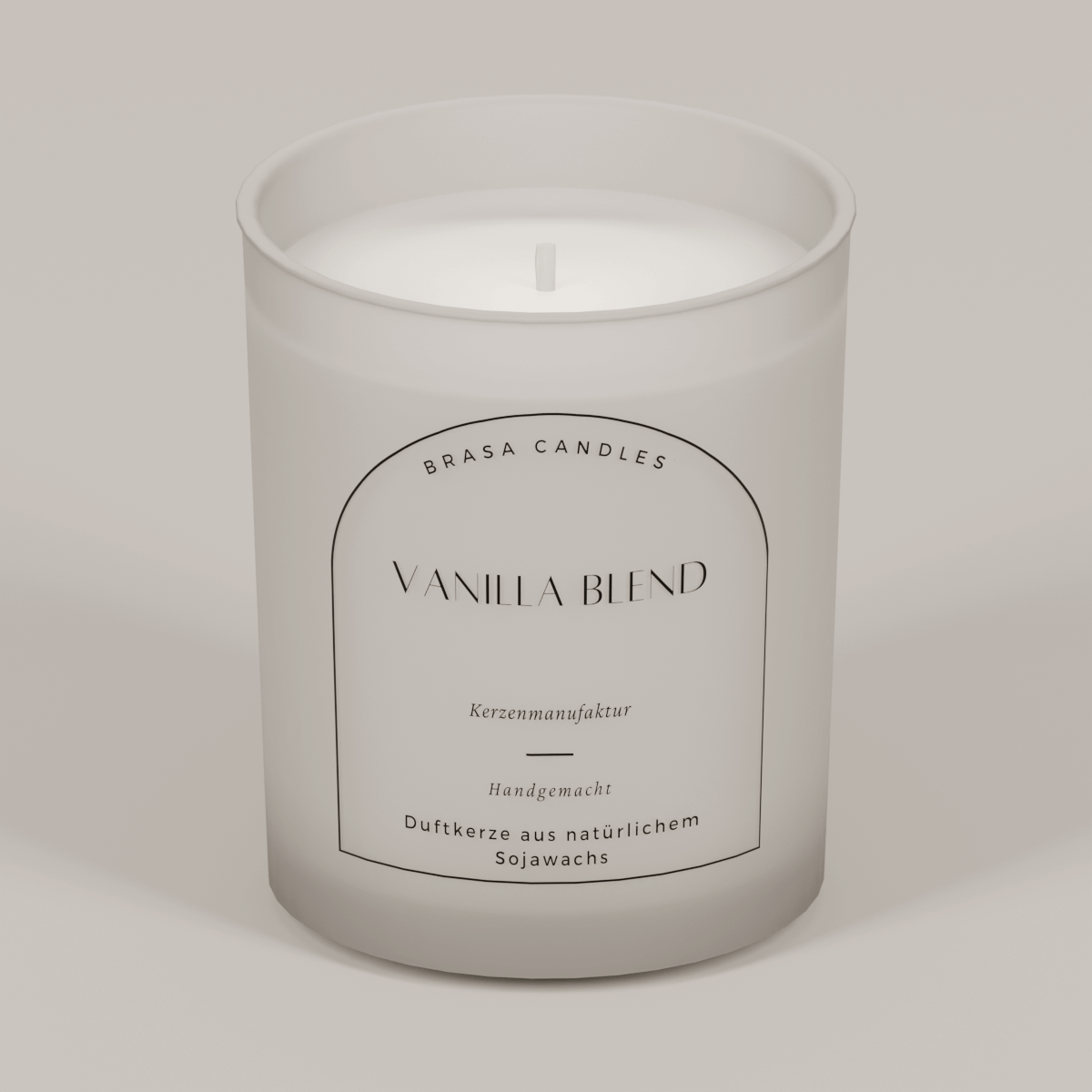 Sojawachskerze „Vanilla Blend“ im Glas 245 ml – Weißer Frost-Look mit Bambusdeckel